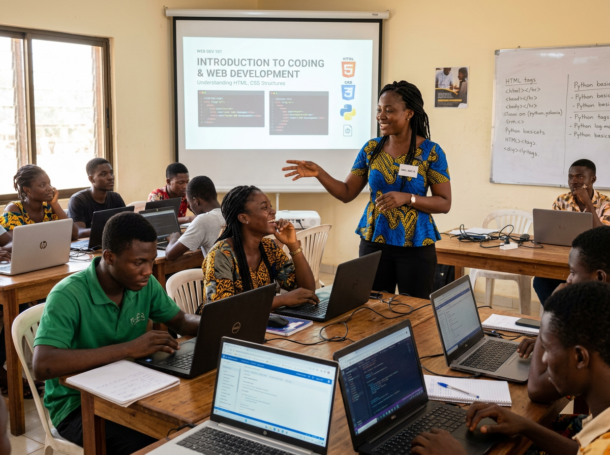Instructor teaching an IT class